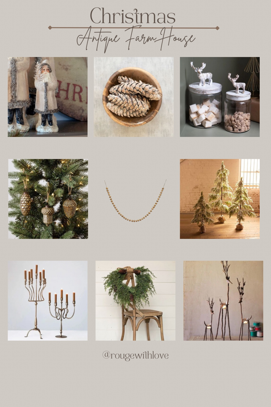 Christmas decor
Holiday decor
Antique farm house
Reindeer
Candelabra 
Ornaments
Pinecone
Santa 
Canister
Christmas tree
Garland


#LTKHolidaySale #LTKSeasonal #LTKHoliday