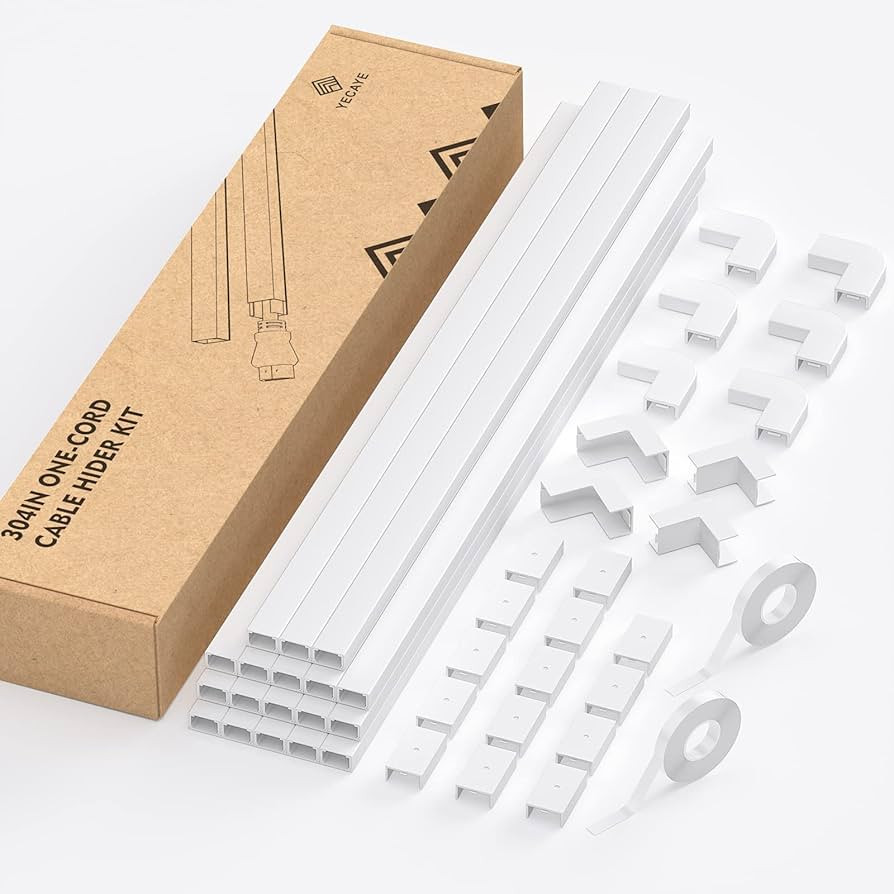 Yecaye 304in Cord Hider, One-Cord Cable Concealer Kit, PVC Wire Covers for Cords on Wall, Paintab... | Amazon (US)