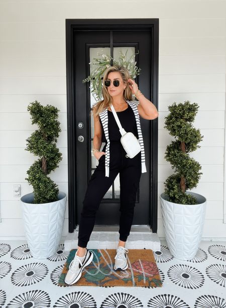 Spring outfits, travel outfit, Gibsonlook, black sleeveless jogger jumpsuit, casual outfits, spring break, vacation, sunnies, sunglasses, nike sneakers, Amazon crossbody bag

#LTKshoecrush #LTKstyletip #LTKfindsunder100