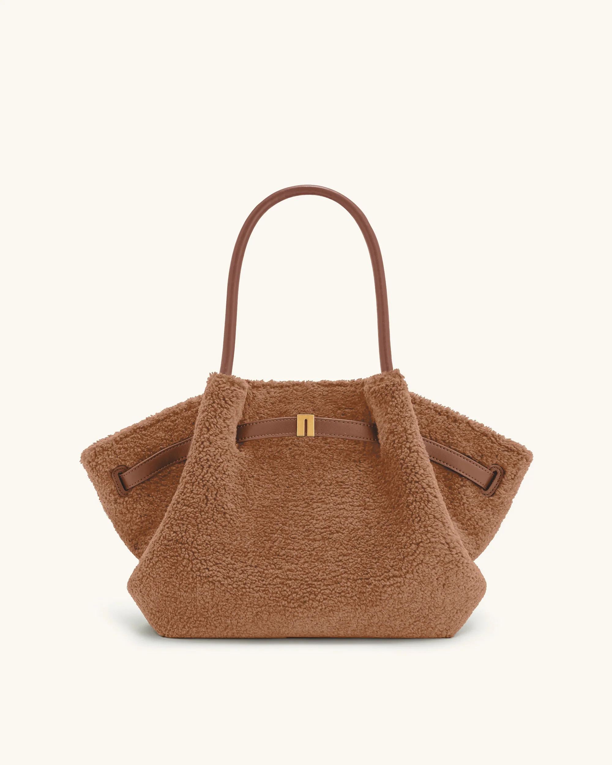 Hana Medium Faux Fur Tote Bag - Coffee Brown | JW PEI US