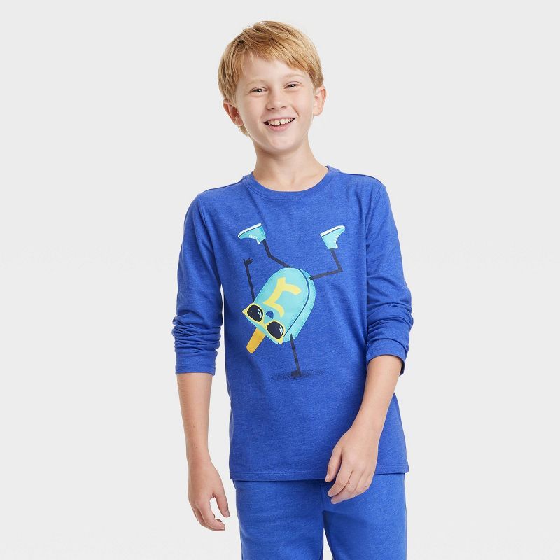 Boys' 'Hanukkah Break Dancing Dreidel' Long Sleeve Graphic T-Shirt - Cat & Jack™ Blue | Target