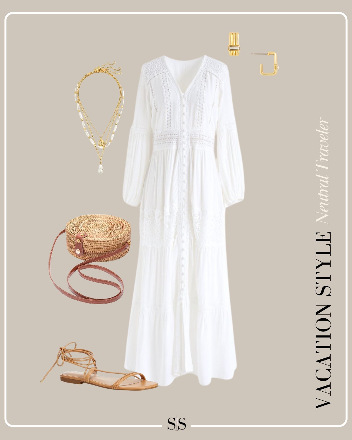 Vacation Style | Neutral Traveler: 

Transition seamlessly from day to night in this flowy white dress, ideal for a casual dinner or evening stroll!

#VacationEvening #NeutralTraveler #SimpleChic #VacationOutfit

#LTKTravel #LTKStyleTip