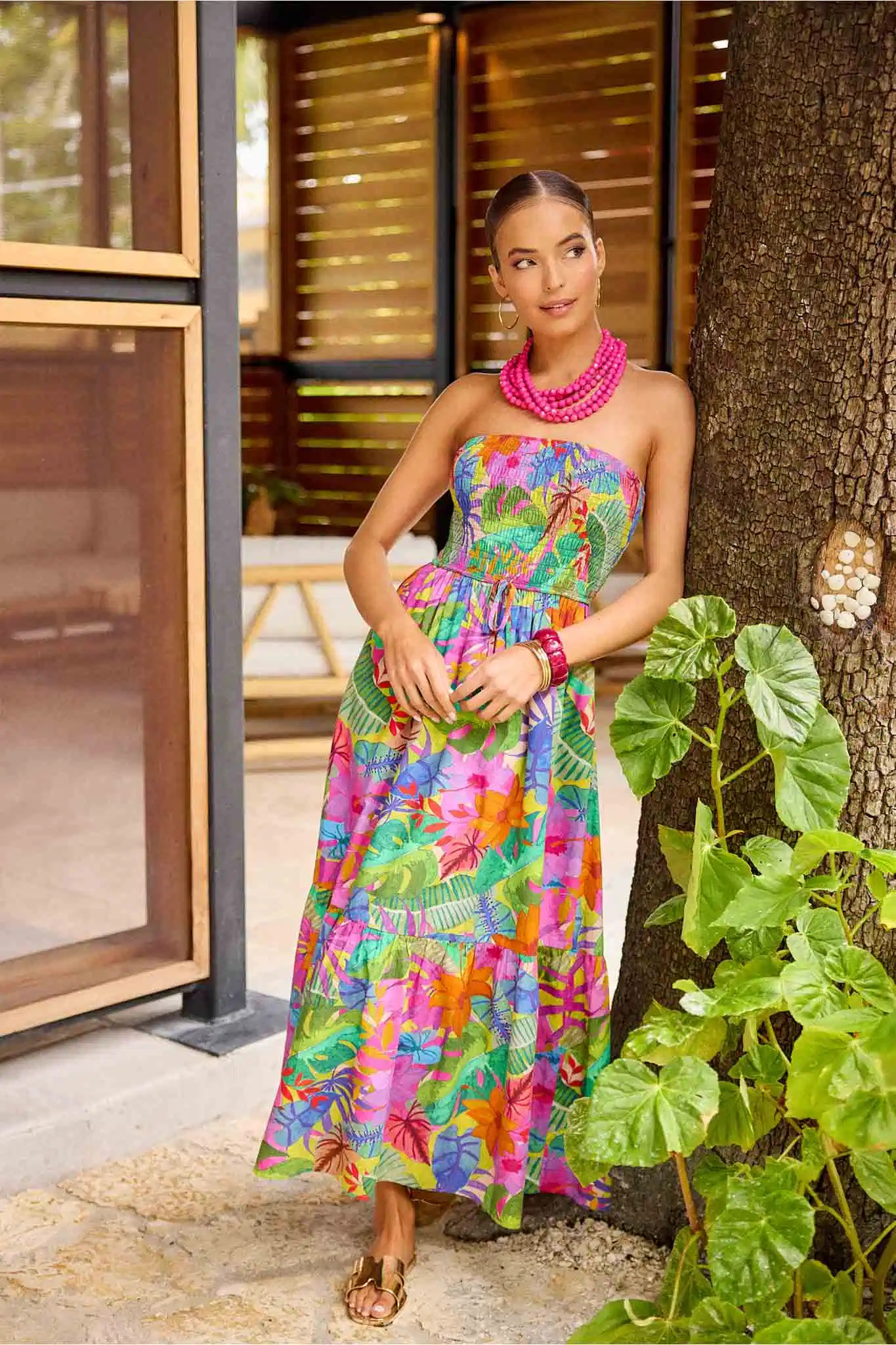 Tanya Printed Strapless Maxi Dress | Avara