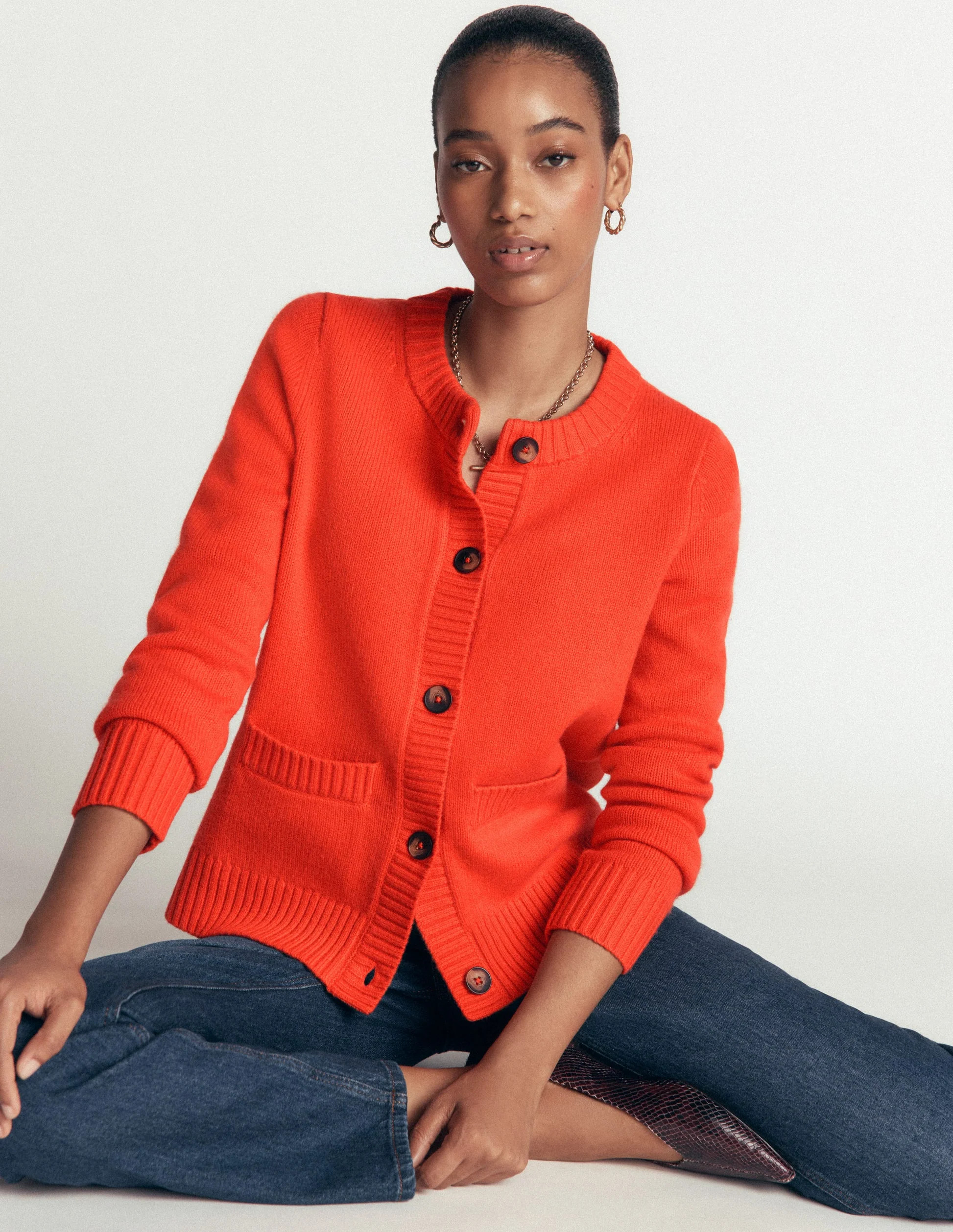 Marta Merino Wool Cardigan-Sunset Orange | Boden (US)