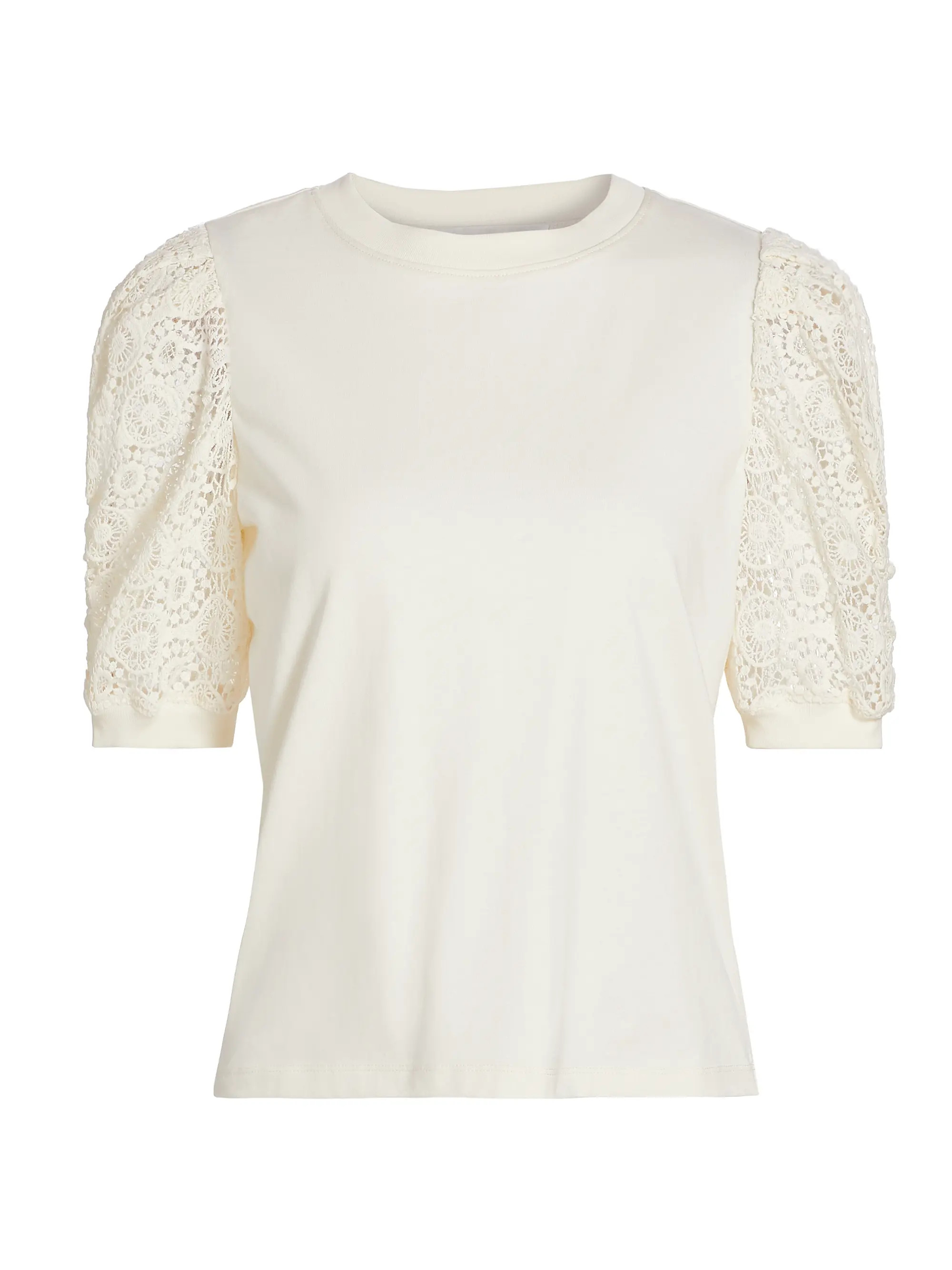 FrameFrankie Lace-Sleeve T-Shirt | Saks Fifth Avenue