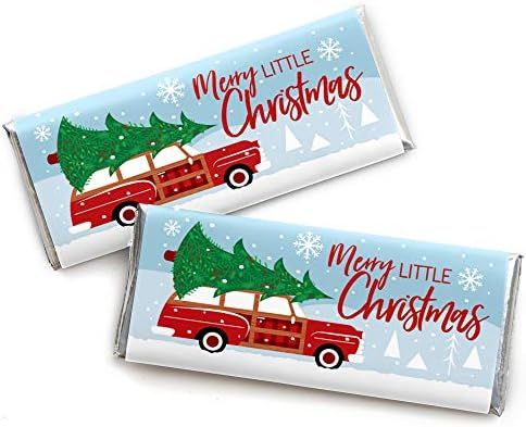 Amazon.com: Big Dot of Happiness Merry Little Christmas Tree - Candy Bar Wrapper Red Car Christma... | Amazon (US)