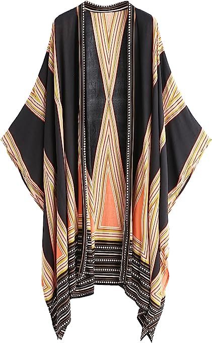 SweatyRocks Women Kimono Vintage Floral Beach Cover Up | Amazon (US)