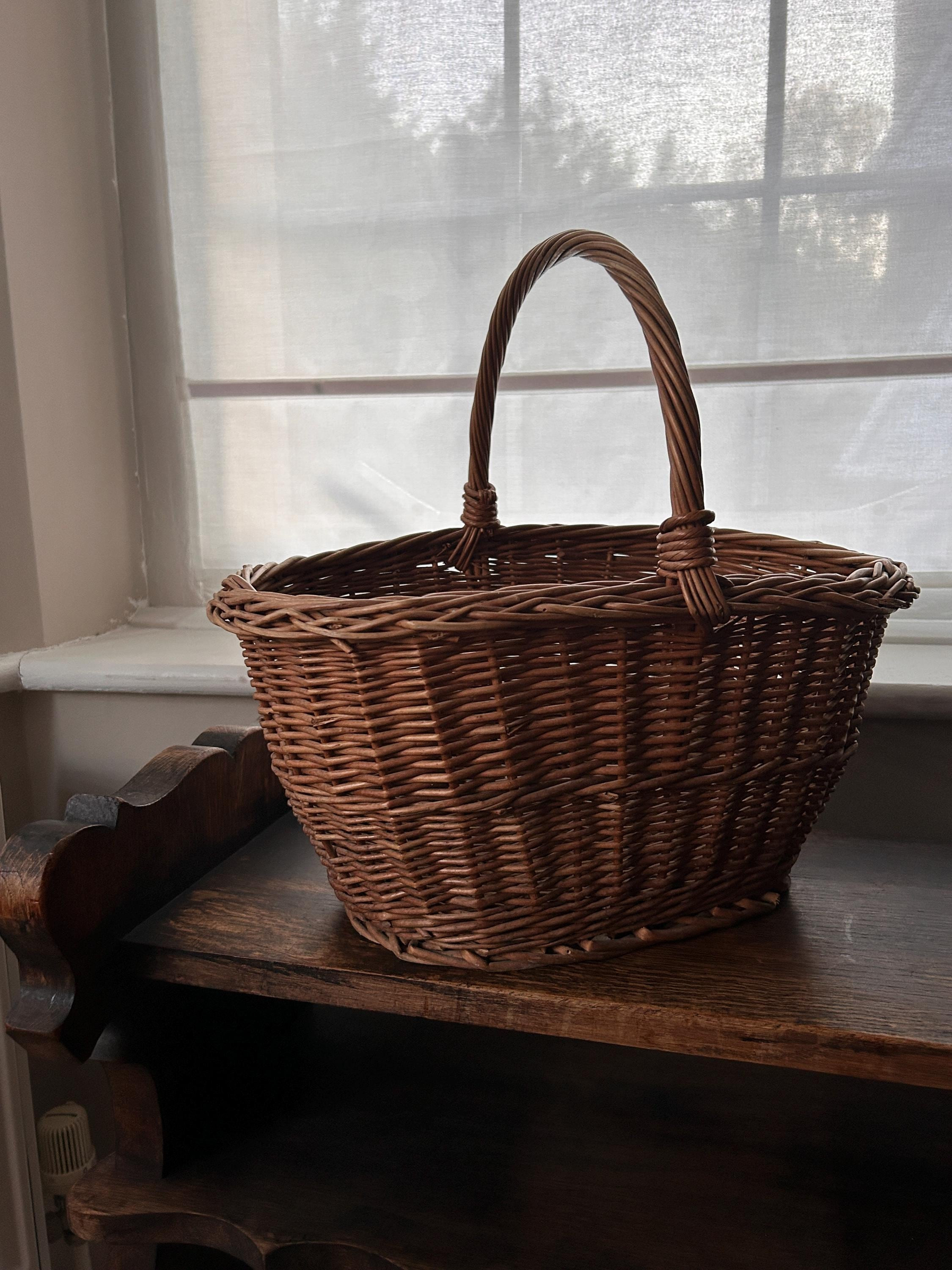 Vintage French Wicker Market Basket | Handwoven Willow Shopping Basket | Farmhouse Storage Basket | Etsy (Global)