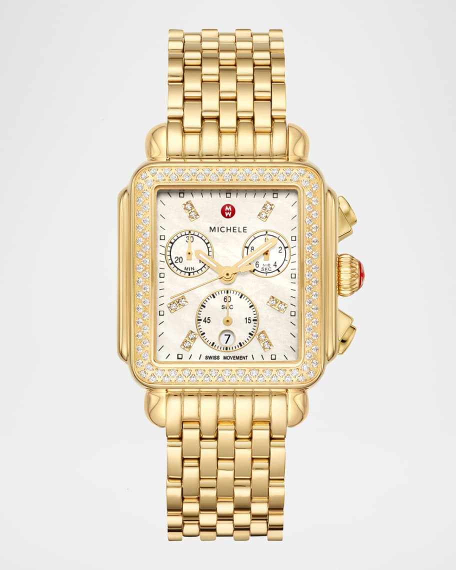 MICHELE Deco Gold Diamond Bracelet Watch | Neiman Marcus