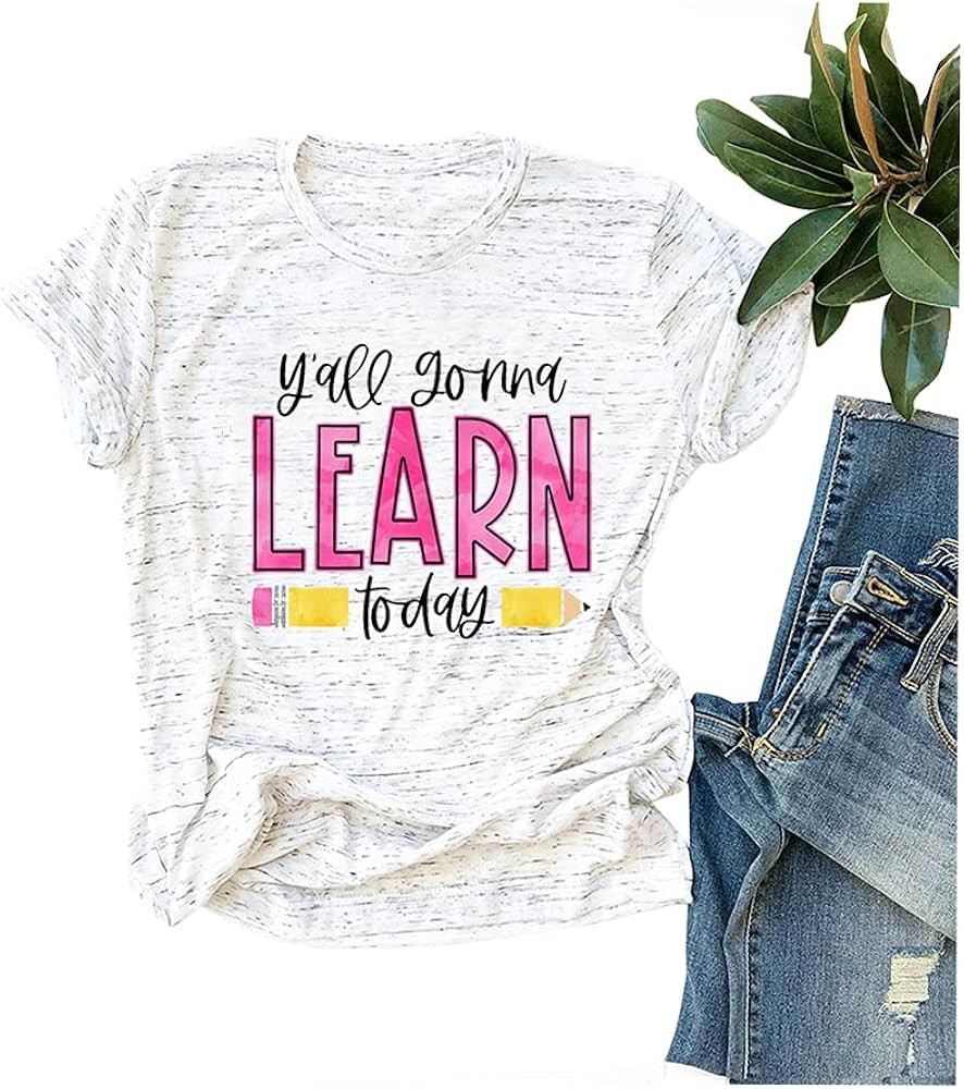 HONTOUTE Women Y'all Gonna Learn Today Shirt Funny Pen Teachers Life Teaching Back to School Teac... | Amazon (US)