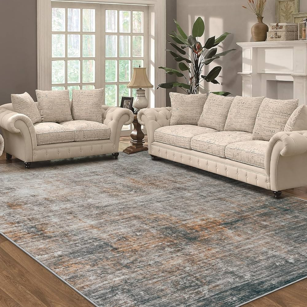 8x10 Area Rug Living Room Rugs: Abstract Soft Large Carpet with Low Pile Shaggy Fluffy for Bedroo... | Amazon (US)
