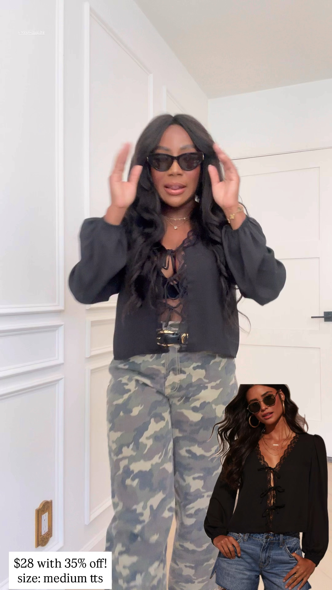 Outfit on MAJOR SALE! 
VICI Top + Jeans are 30% off! 
code: WHITNEYW30

Top: medium tts 
Jeans: size 26 (size down one) 

Lace top, black lace top, long sleeve top, tie top, camo pants, camo jeans, stretch straight leg camo jeans, vici, madewell, bottega Veneta, dior, designer sunglasses, dior sunglasses, designer bag, designer purse, bottega Andiamo bag, madewell belt, black belt, fall accessories, fall style, everyday outfit, mom outfit, casual outfit 

#LTKxVICI 

#LTKFindsUnder100 #LTKSaleAlert