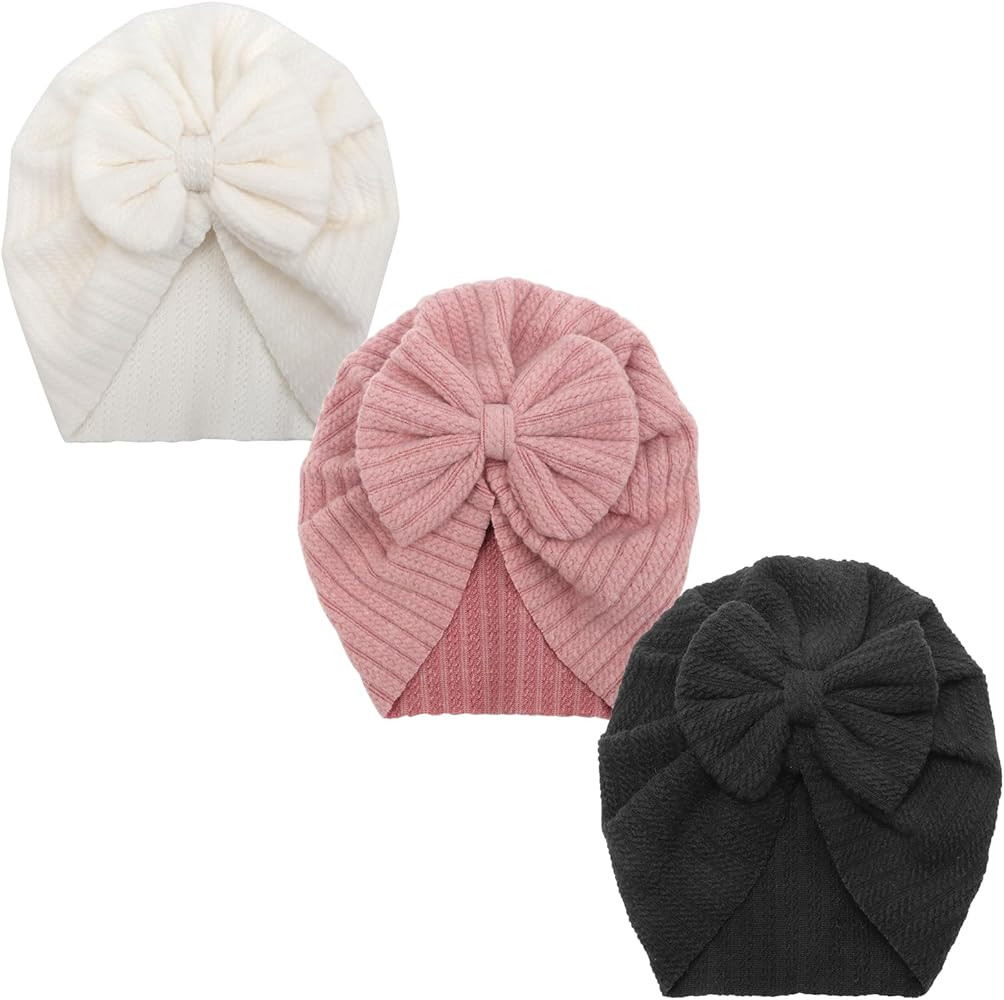 Newborn Baby Girl Hats with Bow Toddler Infant Beanie Cap Newborn Hospital Hats for Baby Girl Kid... | Amazon (US)