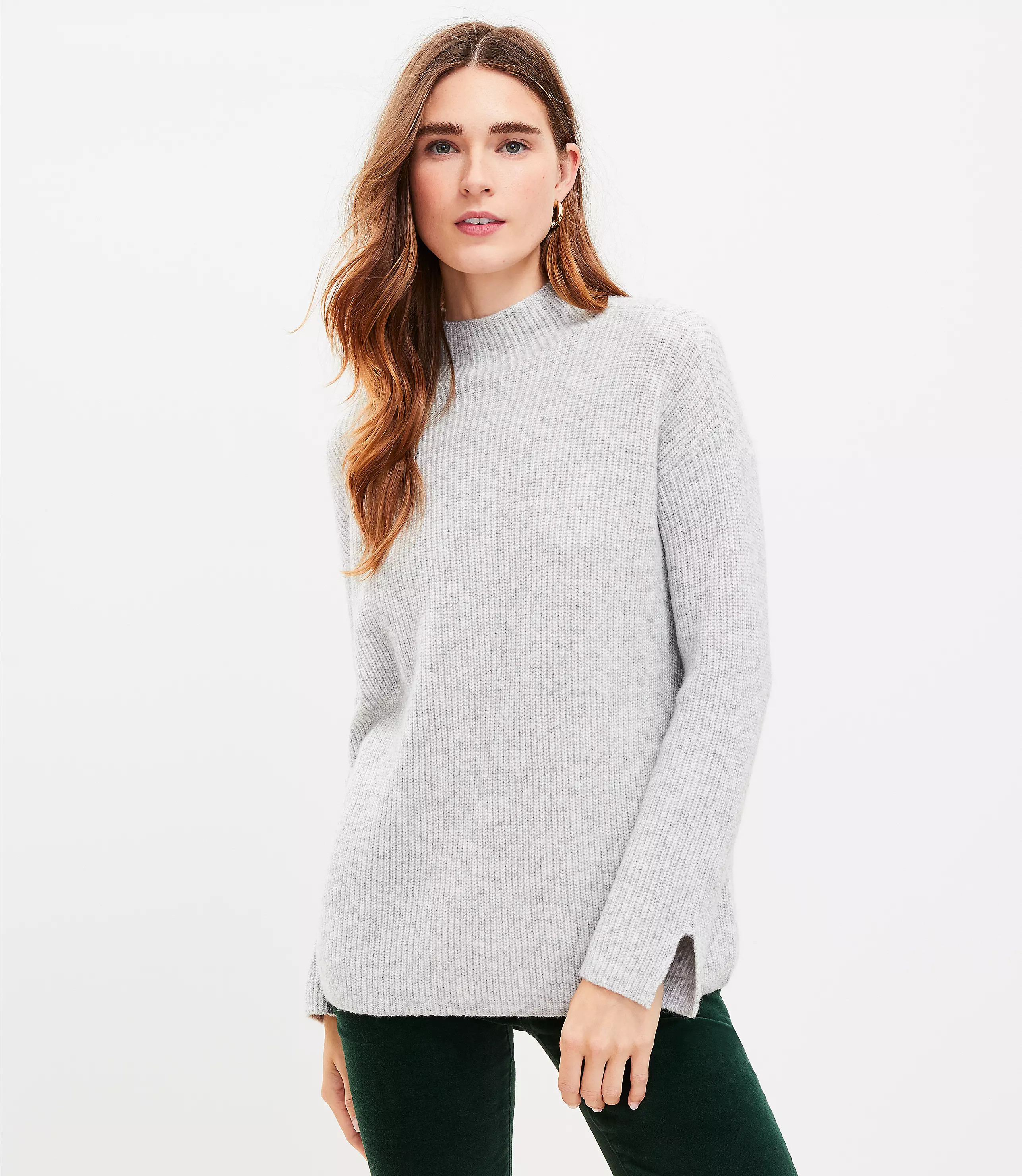 Ribbed Mock Neck Sweater | LOFT