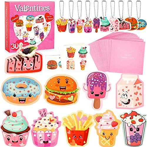 SUKKI Valentines Day Cards for Kids 30 Sets with Envelopes Pendant Gifts and Temporary Tattoos - ... | Amazon (US)