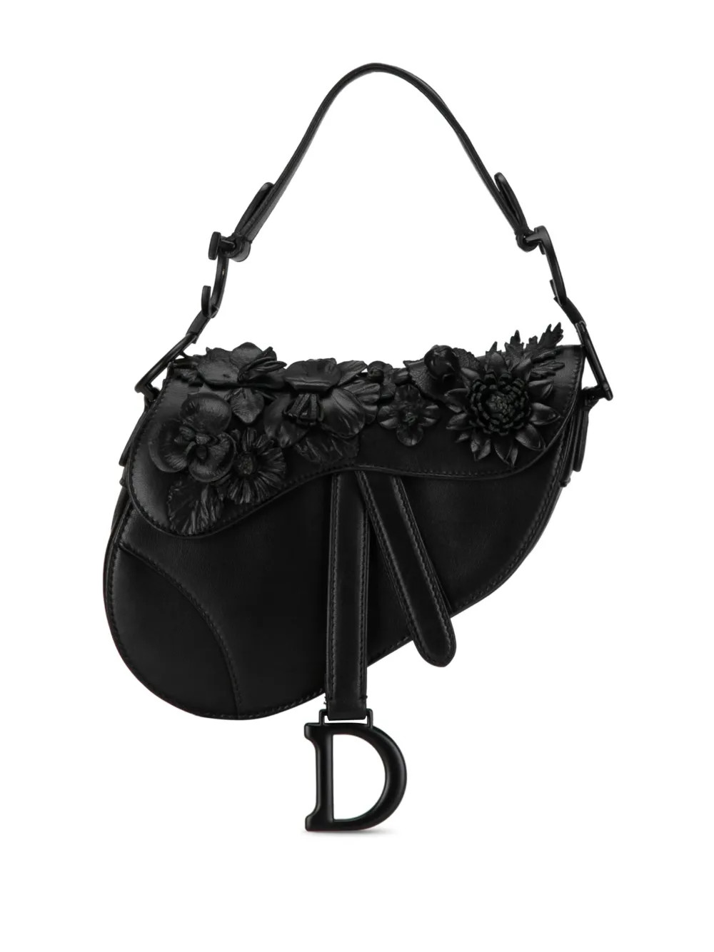 Christian Dior Pre-Owned 2019 Mini Lambskin Floral Applique Saddle Shoulder Bag - Farfetch | Farfetch Global