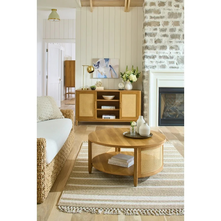 Better Homes & Gardens Springwood Caning Coffee Table, Light Honey Finish | Walmart (US)