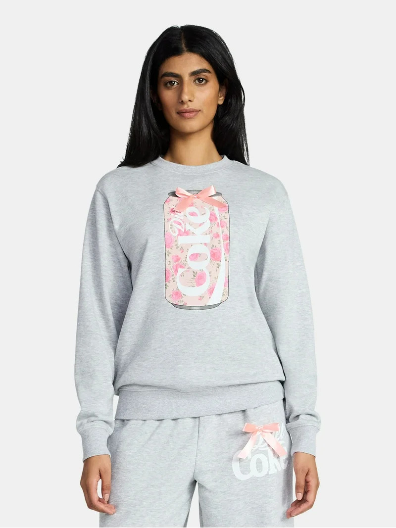 Coca-Cola Women's Diet Coke Floral Graphic Crewneck Sweatshirt, Sizes XXS-XXL | Walmart (US)