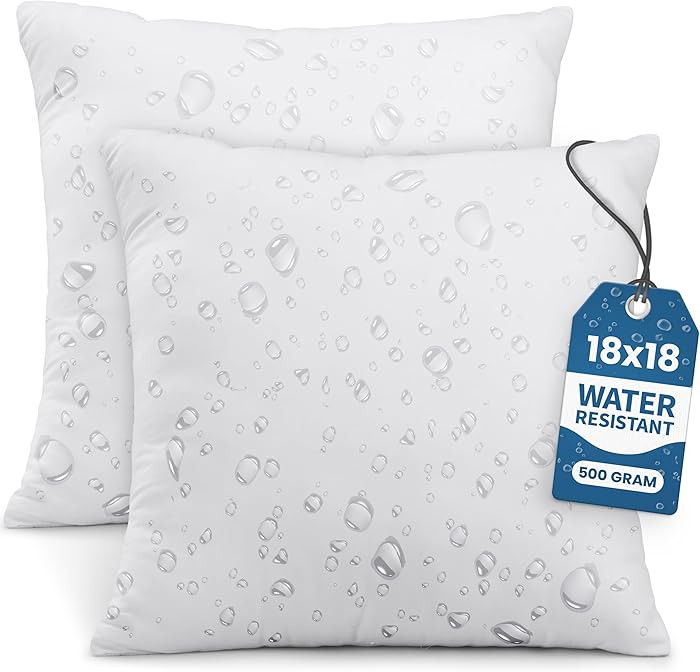 Utopia Bedding Outdoor Pillow Inserts 18 x 18 Inches (Pack of 2, White), Water Resistant Garden T... | Amazon (US)