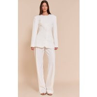 White Tailored Wide Leg Trousers | PrettyLittleThing UK