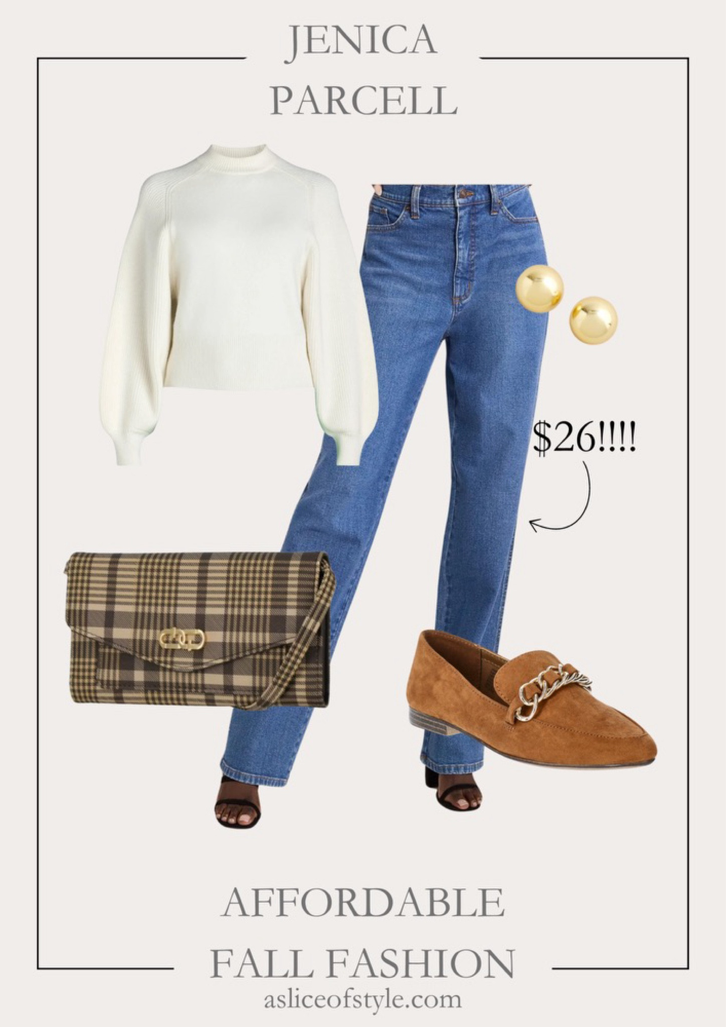 Fall Fashion / Fall Outfit  / Walmart Fashion / Affordable / Budget / Women's Classic Outfit / Classic Style / Elevated Style / Dress Up or Down / The Look for Less / Workwear / Baby Shower / Jeans / Ribbed Sweater / Crossbody / Teacher Outfit / Plaid