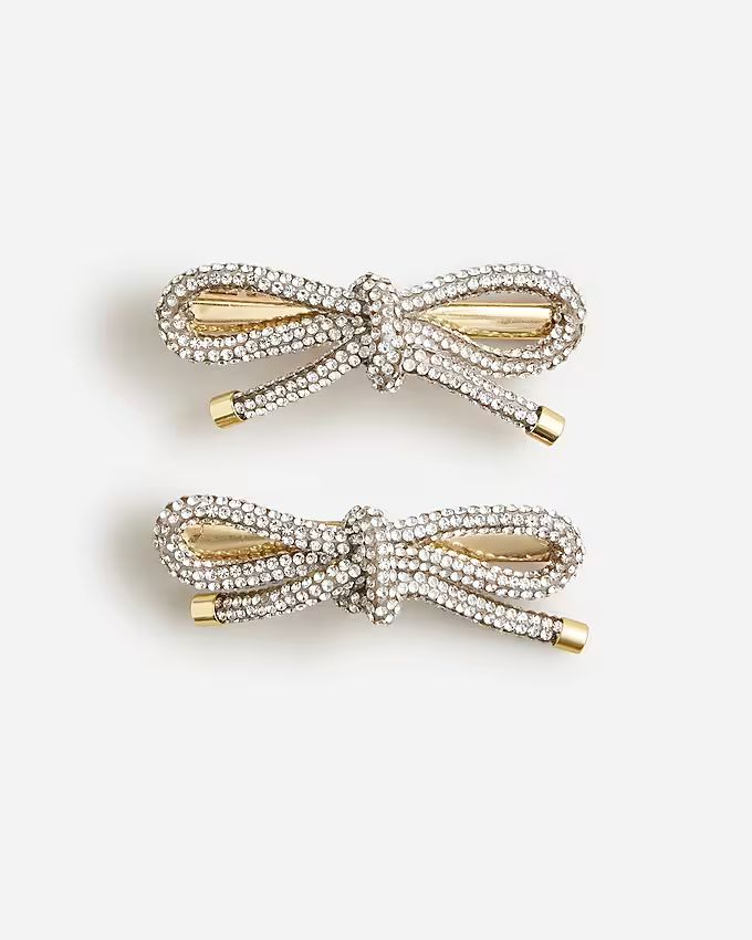 Crystal bow hair clips two-pack | J.Crew US