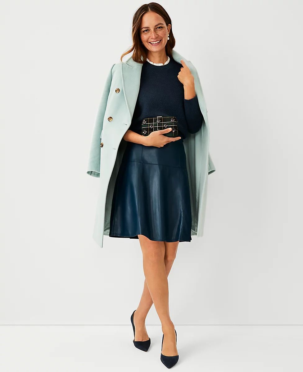 Faux Leather Seamed Flare Skirt | Ann Taylor (US)