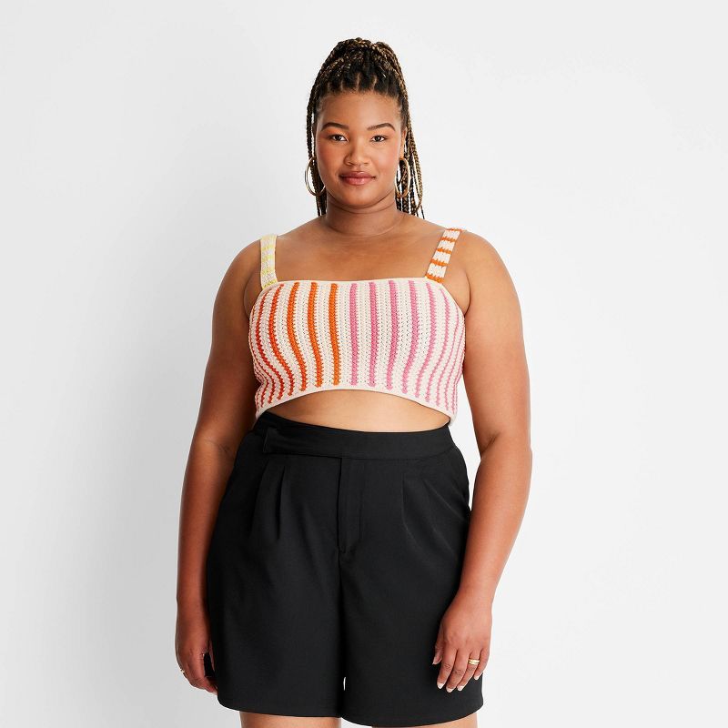 Women's Striped Crochet Sweater Tank - Future Collective™ with Alani Noelle Cream | Target