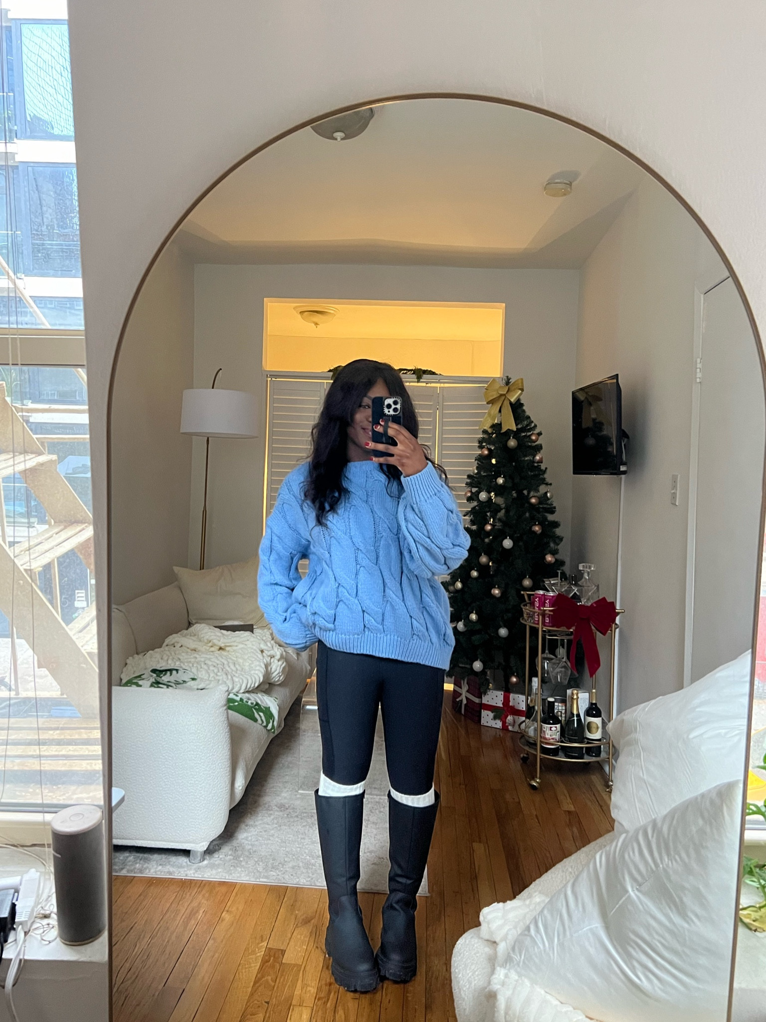 Winter outfit, cold weather outfit, sweater outfit, chunky sweater, lug boots, knee high boots, thermal leggings 

#LTKGiftGuide #LTKsalealert #LTKfindsunder100