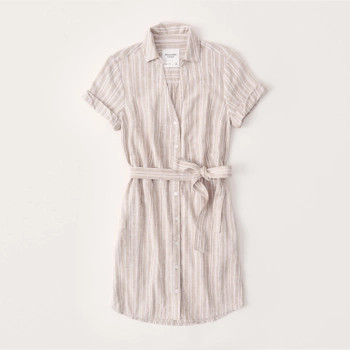Linen-Blend Shirt Dress | Abercrombie & Fitch (US)