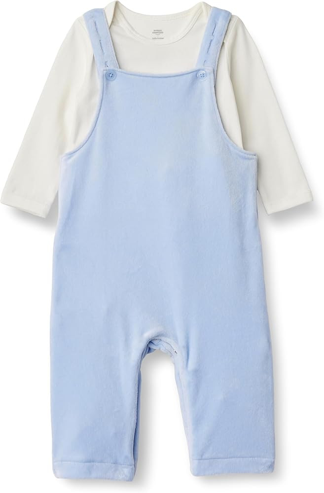 Amazon Essentials x Sofia Grainge Unisex Babies' Velour Overall and Long Sleeve Bodysuit Set, Pac... | Amazon (US)