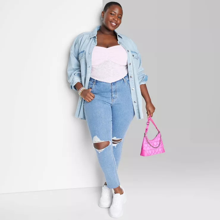 Women's Super-High Rise Distressed Skinny Jeans - Wild Fable™ Medium Wash | Target