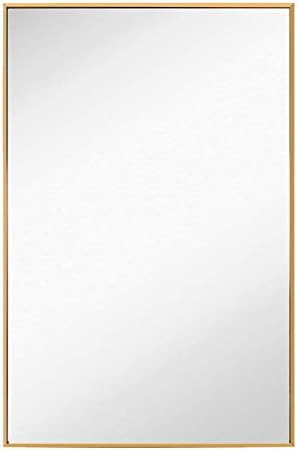 FANYUSHOW 24"x36" Rectangular Modern Metal Frame Wall Mirror for Bathroom, Corridor ,Entryway ,Gold( | Amazon (US)