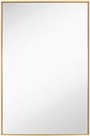 FANYUSHOW 24"x36" Rectangular Modern Metal Frame Wall Mirror for Bathroom, Corridor ,Entryway ,Gold( | Amazon (US)