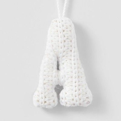 Chunky Knit  Monogram Christmas Tree Ornament White/Gold  - Wondershop™ | Target