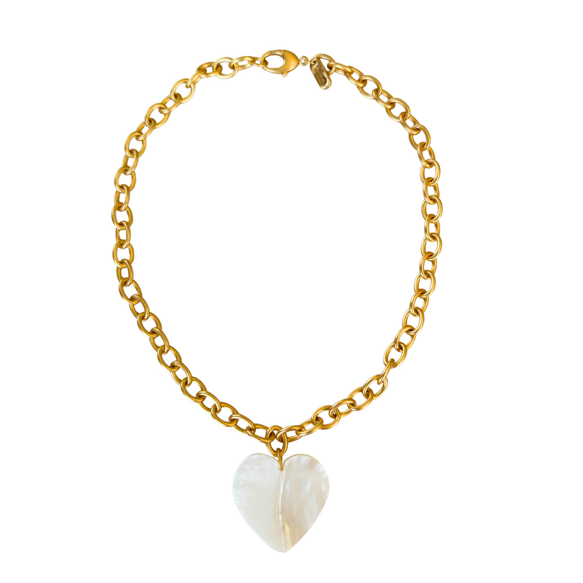 Jumbo Mother of Pearl Heart Necklace | Logan Tay