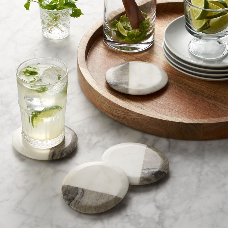 Set of 4 Marble Coasters + Reviews | Crate and Barrel | Crate & Barrel