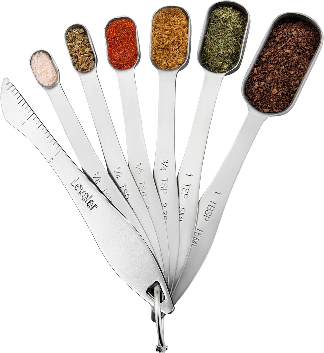 Spring Chef Heavy Duty Stainless Steel Metal Measuring Spoons for Dry or Liquid, Fits in Spice Ja... | Amazon (US)