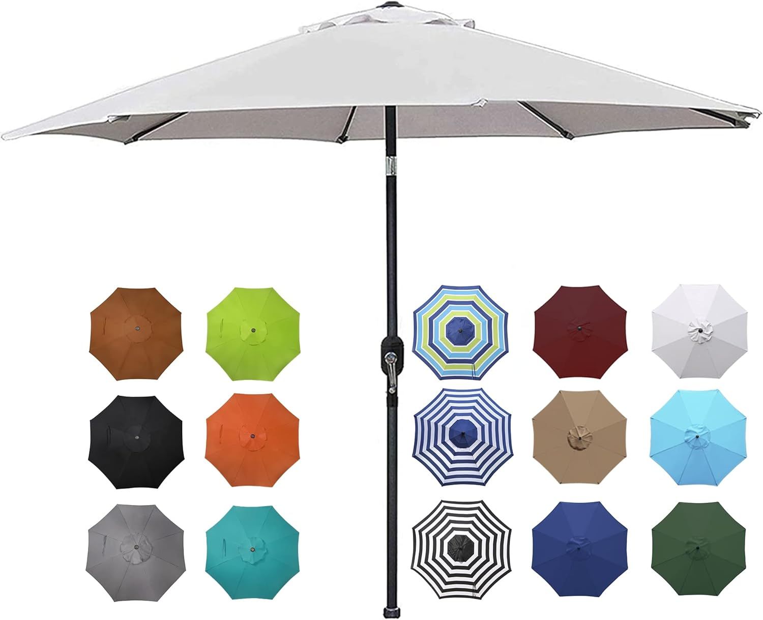 Blissun 9' Outdoor Aluminum Patio Umbrella, Striped Patio Umbrella, Market Striped Umbrella with ... | Amazon (US)