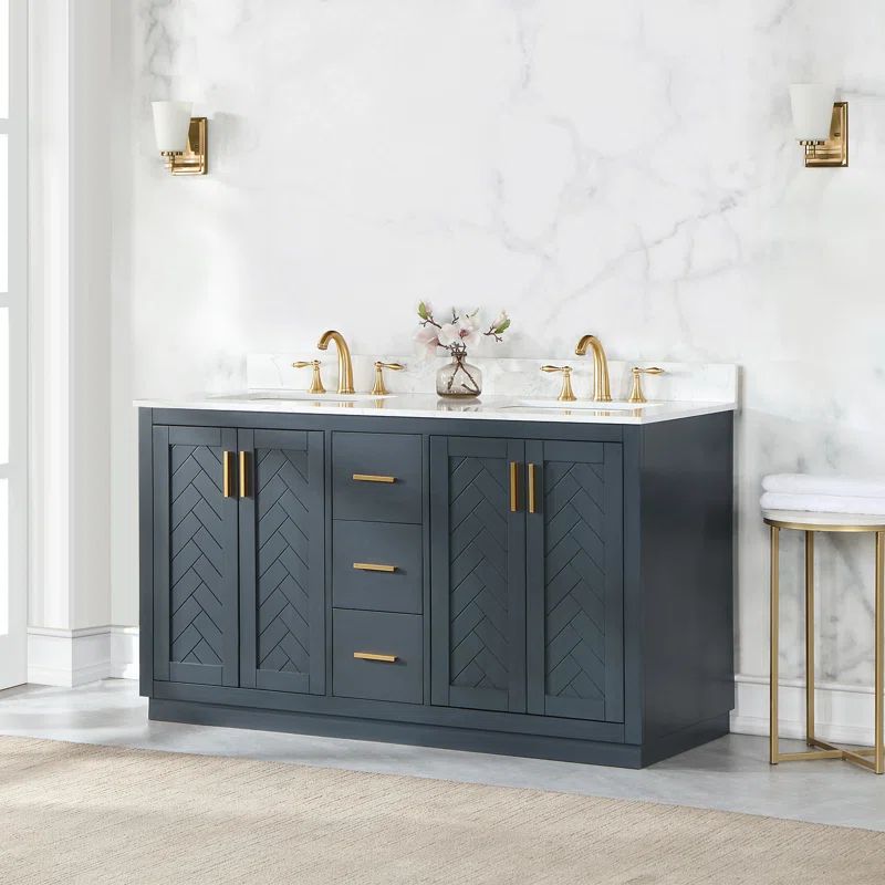 60'' Double Bathroom Vanity with Cultured Marble Top | Wayfair North America