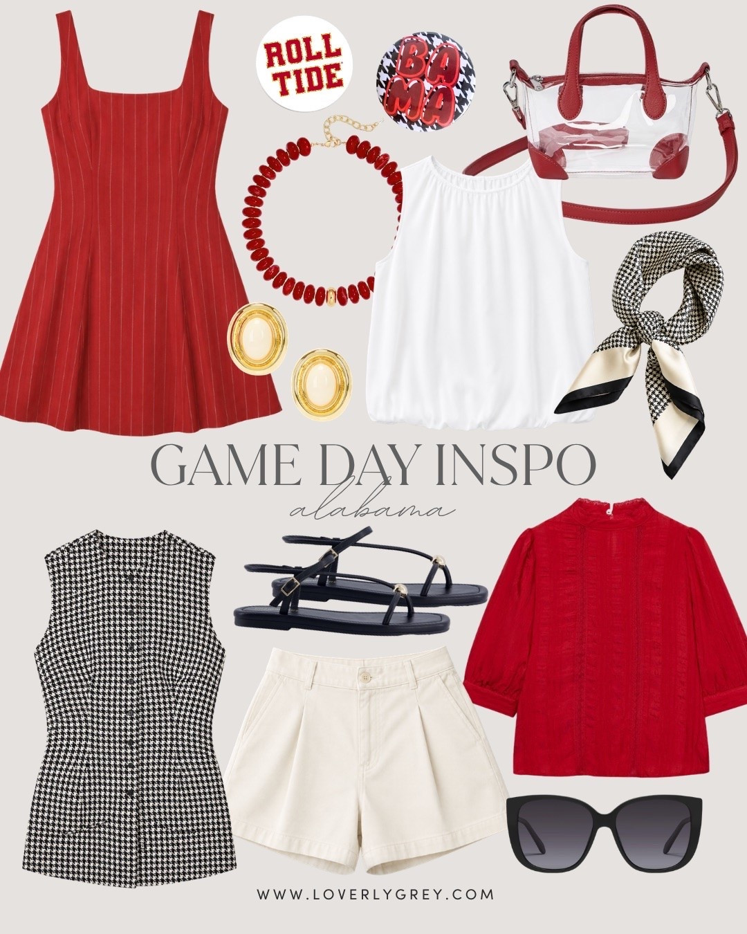 Alabama game day outfit inspo! I even found some really cute houndstooth pieces - the best & the satin scarf! 

Loverly Grey, Alabama game day, college game day, football season, college game day outfit inspo, crimson, white, satin scarf, accessories, clear purse

#LTKSeasonal