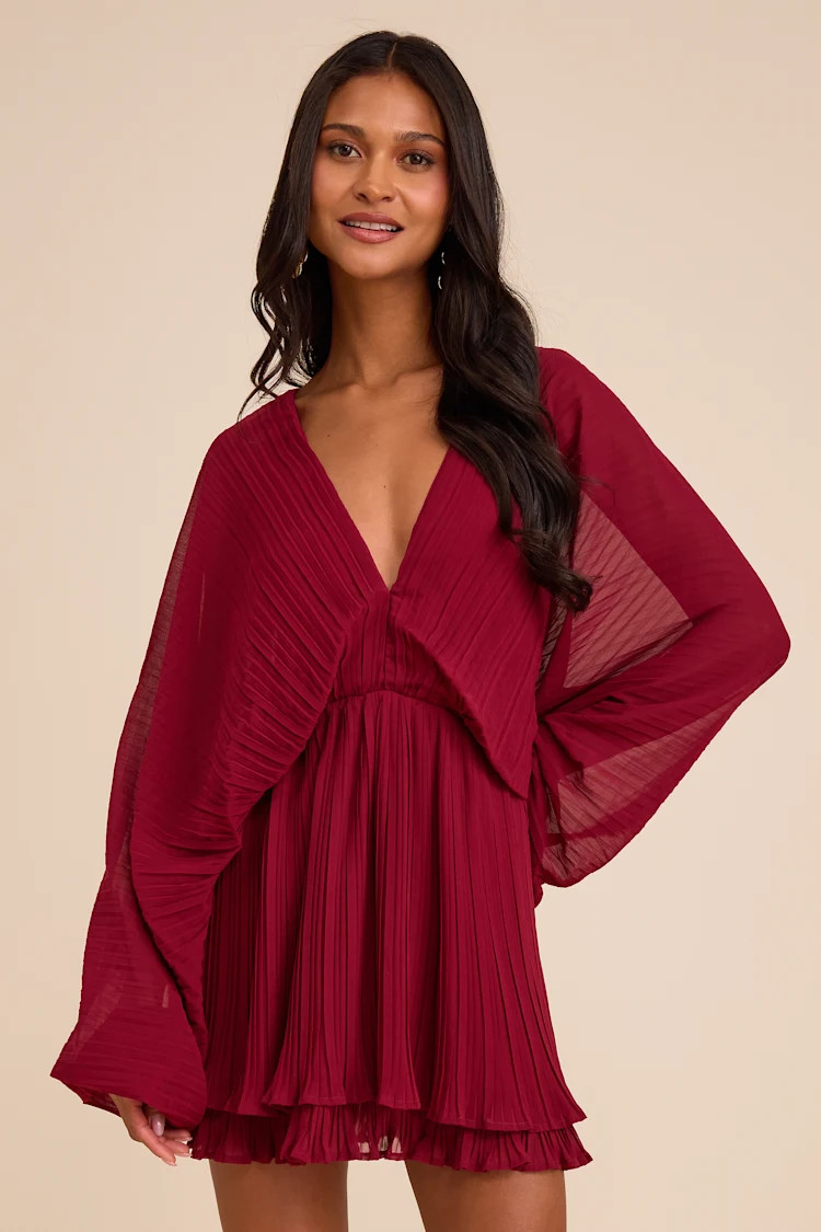 Duxbury Burgundy Dolman Sleeve Mini Dress | Lulus
