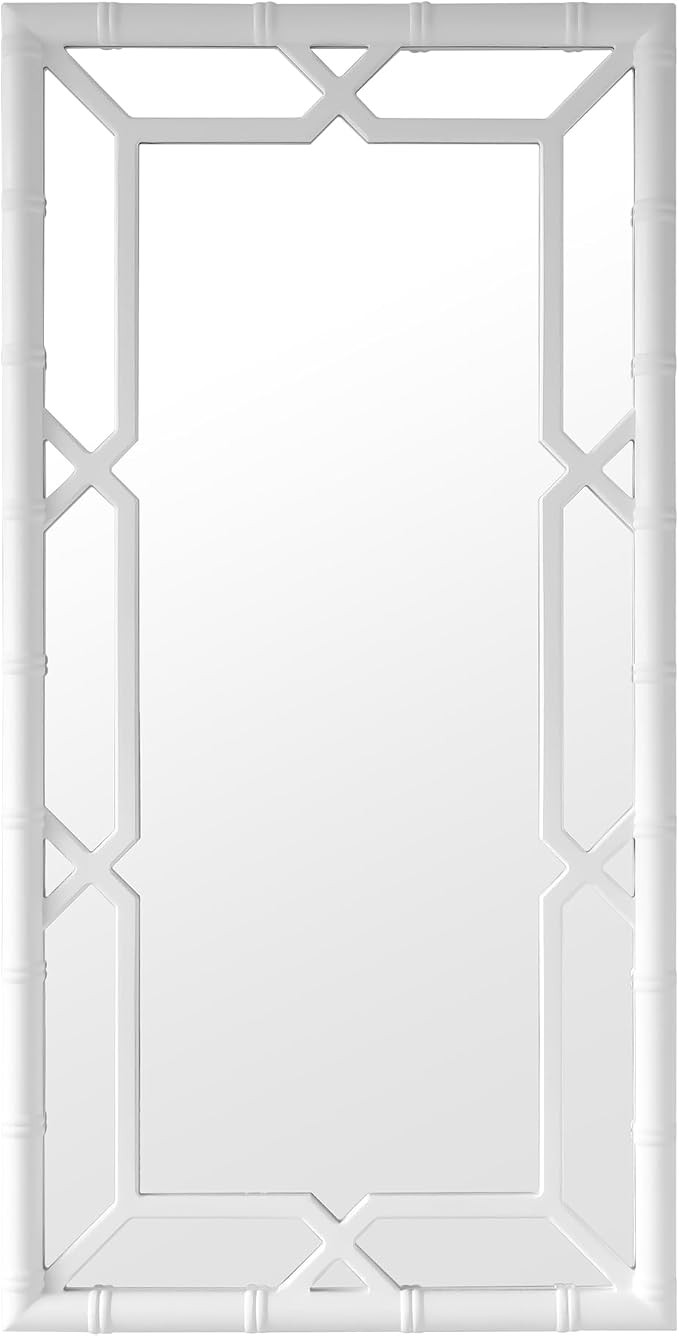 Mirror, Bamboo-Look Solid Wood Frame, Full Length, White, 24" x 48" | Amazon (US)