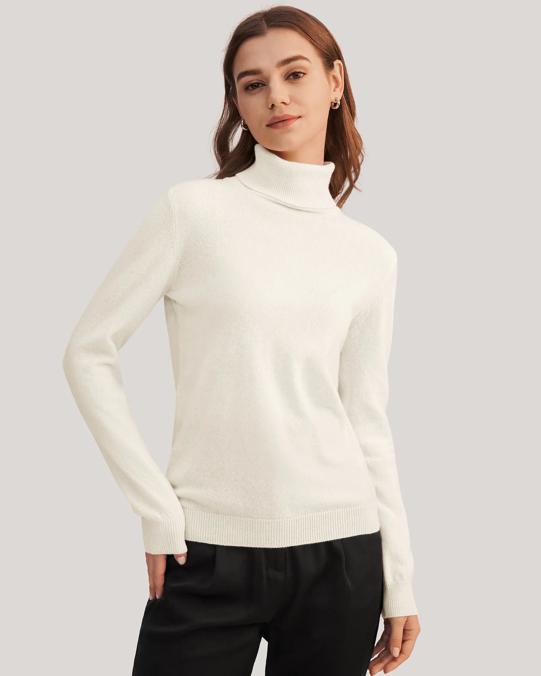 Pure Cashmere Turtleneck Sweater For Women | LilySilk