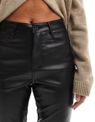 Only Emily faux leather ankle trousers in black | ASOS | ASOS (Global)