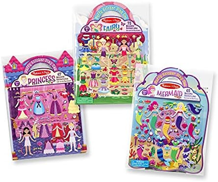 Melissa & Doug Puffy Sticker Activity Books Set: Princess, Mermaid, Fairy - 180+ Reusable Sticker... | Amazon (US)