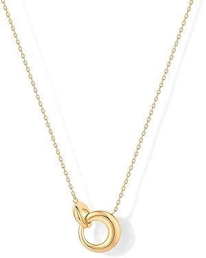 PAVOI 14K Gold Plated Dainty Interlock Pendant Necklace for Women | Circle Link Pendant Necklaces | Amazon (US)