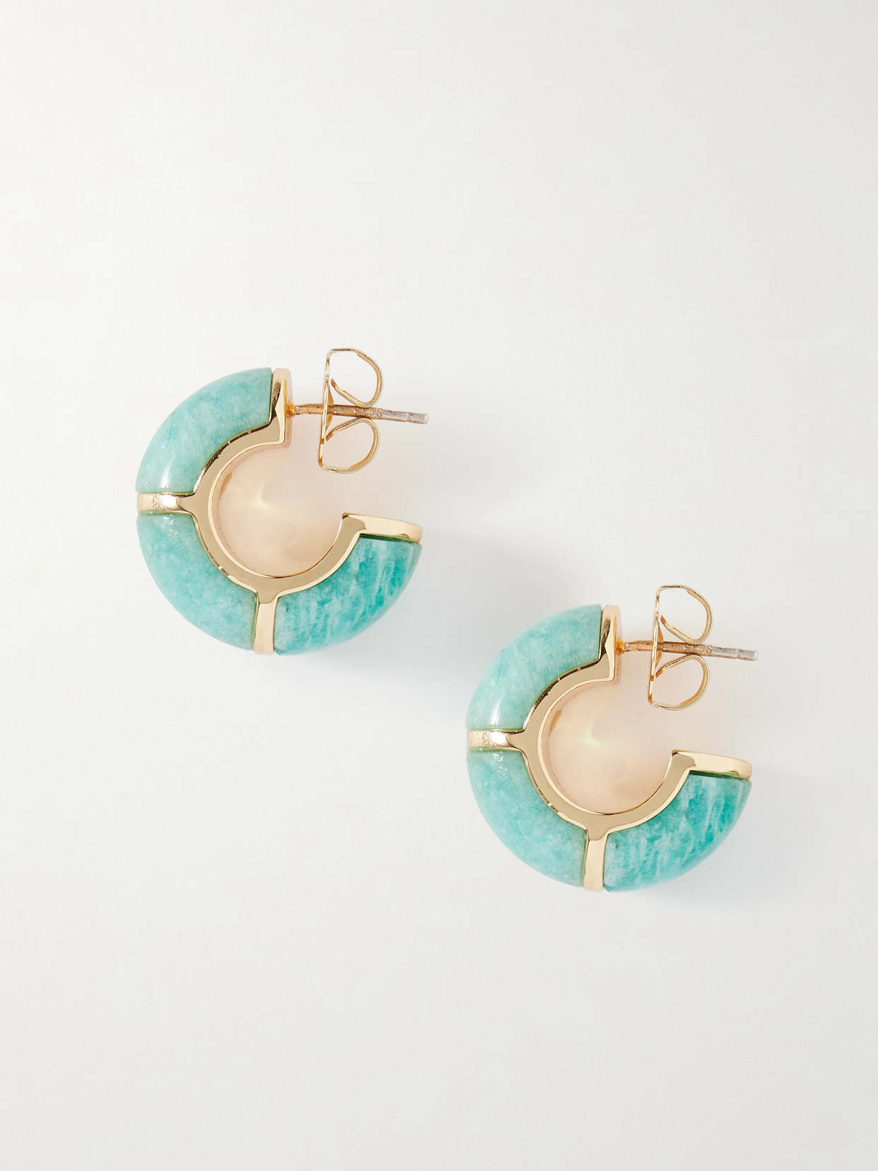 Lizzie Fortunato - Zellige Gold-plated Amazonite Hoop Earrings - Blue | NET-A-PORTER (US)