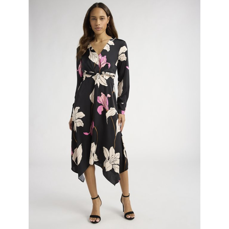 Sofia Jeans Women's Twist Front Dress, Mid Calf Length, Sizes XS-XXXL | Walmart (US)