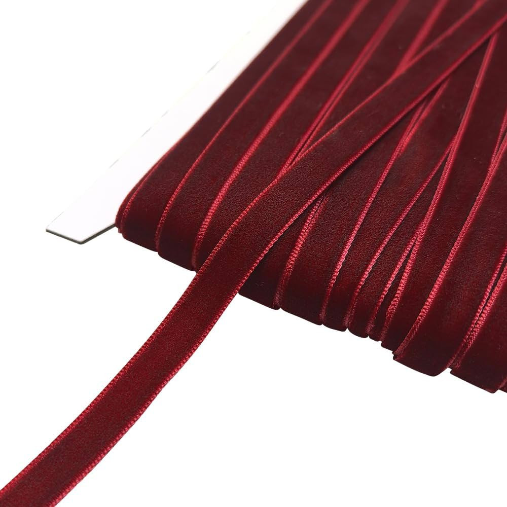Chenkou Craft Dark Red 25 Yards 3/8" Velvet Ribbon Lots Bulk (Dark red, 3/8"(10mm)) | Amazon (US)